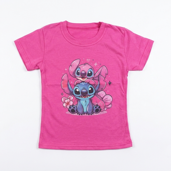 Детская футболка Stitch и Angel Розовая (размер 98-104см)
