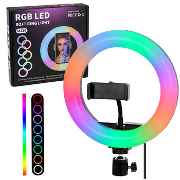 Кольцевая лампа RGB 20 см для селфи и видео 25Вт USB черный LS-536