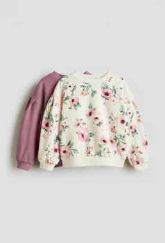 Набір дитячих світшотів 2 шт для дівчинки H&M 134-140 см Бузковий/Молочний (26062205E)