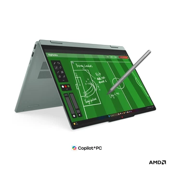 Ноутбук 2-in-1 Lenovo IdeaPad 5 14AGP11 (83UH003PRM), AMD Ryzen AI 7 445 / 14" / Touch / OLED / RAM 16 ГБ DDR5 / SSD 1 ТБ / AMD Radeon 840M / Без ОС / Світло-зелений