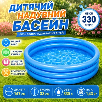 Детский надувной бассейн Intex 58426, круглый, 147×33 см, 330 л, голубой
