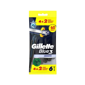 Одноразові станки для гоління чоловічі Gillette Blue 3 Smooth 4 + 2 шт (8700216023092)