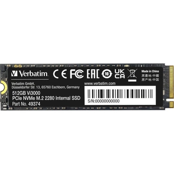 Накопитель SSD Verbatim m.2 NVMe 512GB SSD-Vi3000 PCIe 3.0 (949374) (49374)