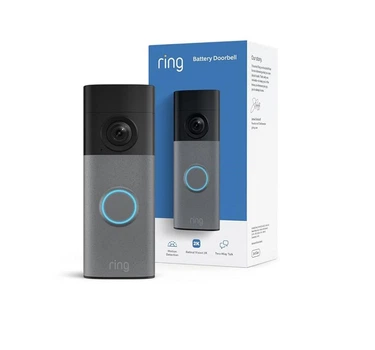 Розумний дверний дзвінок Ring Battery Doorbell Retinal 2K video 6x покращене масштабування двостороння розмова та вбудований акумулятор, модель 2026року - Speckled Gray