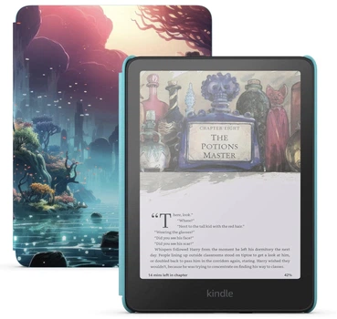 Электронная книга Amazon Kindle Colorsoft Kids 16 ГБ - Первый цветной Kindle для детей с чехлом - Fantasy River