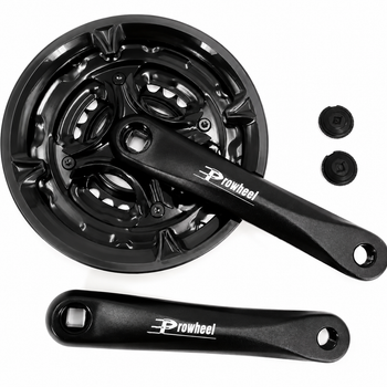 Шатуны велосипедные Prowheel 48/38/28T 170 мм под квадрат, черные, с защитой цепи