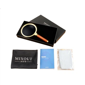 Лупа MIXOUT ручная для чтения, металлическая ручка, 90мм, подарочная