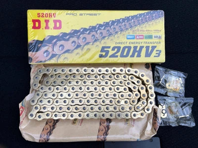 Сальниковая мото цепь D.I.D 520HV Gold 120 звеньев, Цепь на мотоцикл сальниковая 520 шаг 120 звеньев