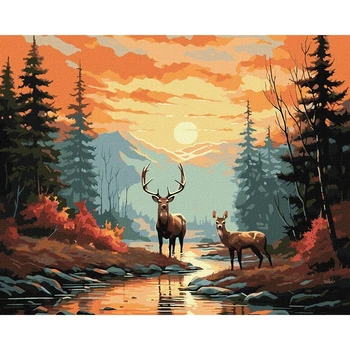 Картина по номерам Идейка Утонченные олени, 40x50 см (KHO6576)