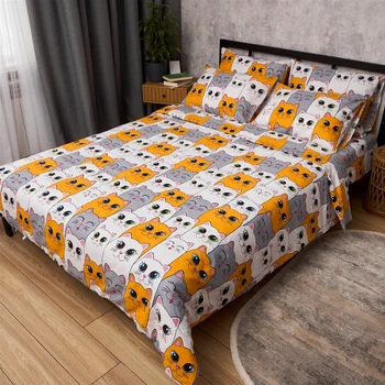 Комплект постельного белья Moon&Star Полуторный 143x210 наволочки 2x70x70 Kitty Dreams Бязь Gold Люкс (MS-820014227)