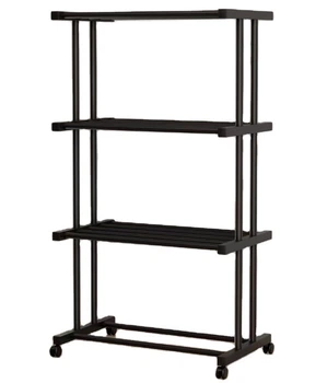 Этажерка металлическая RIAS Clothes Drying Rack 8041 на колесиках 4 яруса 155x80x40 см Black (3_08401)