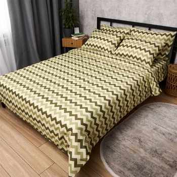 Комплект постельного белья Moon&Star King Size 220x240 наволочки 2x70x70 Green Zigzag Микросатин Premium (MS-820015997)