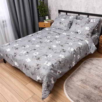 Комплект постельного белья Moon&Star Евро 200x220 наволочки 2x40x60 Silver Flowers Микросатин Premium (MS-820016285)