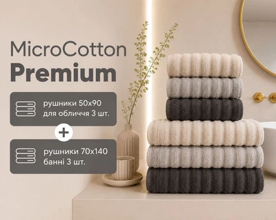 Набор турецких махровых полотенец Cestepe MicroCotton Premium 3 штуки 50x90 + 3 штуки 70х140 Ezgi 1 плотность 600 г/м2
