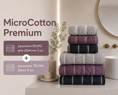 Набор турецких махровых полотенец Cestepe MicroCotton Premium 3 штуки 50x90 + 3 штуки 70х140 Multi 3 плотность 600 г/м2