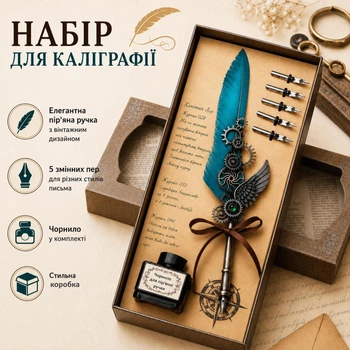 Винтажный набор для каллиграфии с пером, 5 шт сменных наконечников и чернилами Подарочный набор для каллиграфии и письма