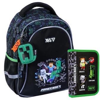 Рюкзак для початкової школи + пенал-книжка Yes Minecraft Game LED S-115M на зріст 130-145 см