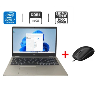 Ноутбук Dell Inspiron 5593 / 15.6" (1920x1080) IPS / Intel Core i7-1065G7 (4 (8) ядра по 1.3 - 3.9 GHz) / 16 GB DDR4 / 512 GB SSD M.2 + 500 GB HDD / Intel Iris Plus Graphics / WebCam б/у + Подарок Проводная мышь / USB