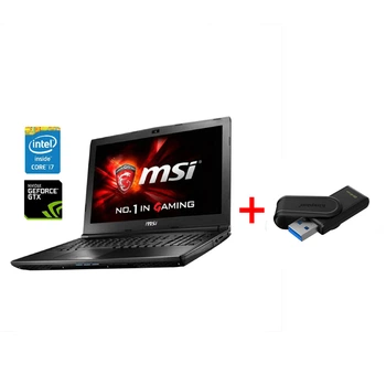 Игровой ноутбук MSI GL62 6QF / 15.6" (1920x1080) TN / Intel Core i7-6700HQ (4 (8) ядра по 2.6 - 3.5 GHz) / 16 GB DDR4 / 500 GB SSD / nVidia GeForce GTX 960M, 2 GB GDDR5, 128-bit / WebCam / Win 10 Pro б/у + Подарок Флеш-накопитель Kingston 64GB