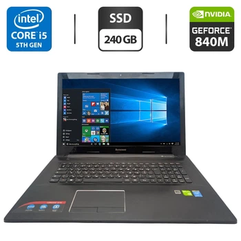Ноутбук Lenovo Z70-80 / 17.3" (1920x1080) IPS / Intel Core i5-5200U (2 (4) ядра 2.2 - 2.7 GHz) / 8 GB DDR3 / 240 GB SSD / nVidia GeForce 840M, 2 GB GDDR3, 64-bit / WebCam / DVD-ROM б/у