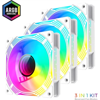 Wentylatory do obudowy GameMax Case Fan KF300R WH White 120 mm ARGB PWM Reverse Blade (3 szt.)
