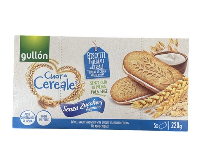 Печиво Gullon Cuor di Cereale цільнозернове з йогуртовою начинкою без цукру 220 г (8410376043679)