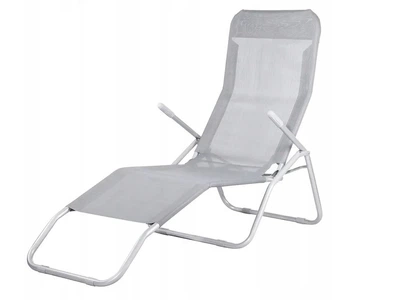 Лежак BASIC JUST GARDEN Серый 185х60 см – складной шезлонг с подлокотниками