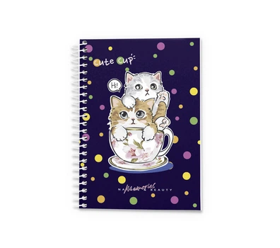 Блокнот Аркуш А5 96 аркушів у клітинку бічна спіраль Cute cup (1В2252)