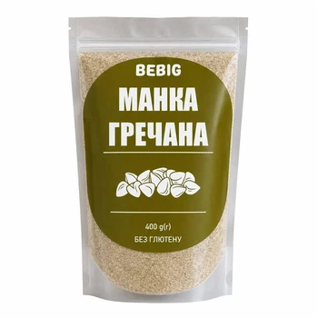 Манка без глютену гречана, TM Bebig 400 г