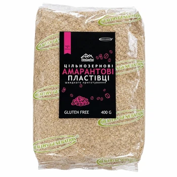 Пластівці амарантові без глютену цільнозернові Healthy Generation 400 г