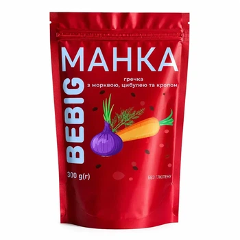 Манка без глютена гречневая с морковью, луком и кропом ТМ Bebig 300 г