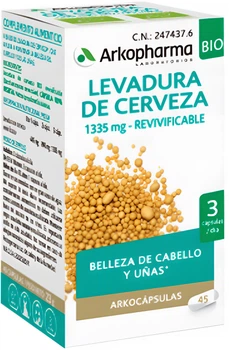 Suplement diety Arkopharma Arkocapsulas Drozdze piwne 340 mg dla piekna wlosow i paznokci 50 kapsulek (8428148150036)