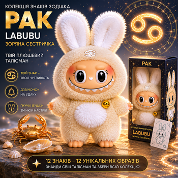 Плюшевий брелок Labubu Рак м'яка іграшка Лабубу Зоряна сестричка колекційний монстрик талісман карабин на рюкзак