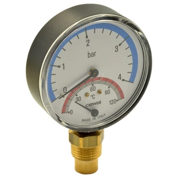 Термоманометр радіальний Cewal TRR 80 біметалевий 1/2" 6 бар 120°C (91568600)