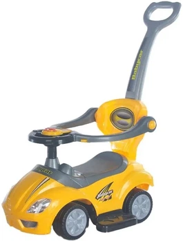 Толокар Baby Mix Mega Car с родительской ручкой 3в1 Желтый (45840)