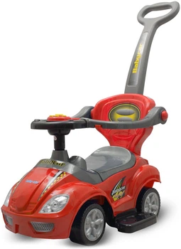 Толокар Baby Mix Mega Car з батьківською ручкою 3в1 Червоний (45839)