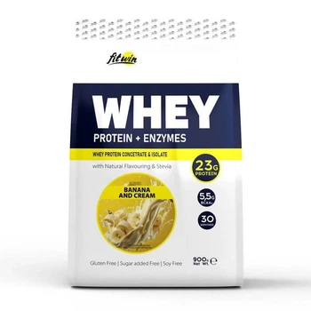 Протеин FitWin WHEY (сывороточный протеин + энзимы) 0.9 кг 77% белка Банан и сливки