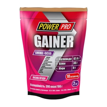 Гейнер Gainer Amino + BCAA Power Pro, лісова ягода, 2000 г