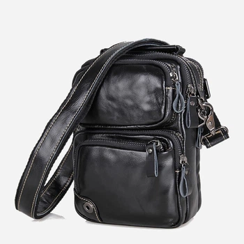 Сумка кросс боди через плечо мужская из натуральная кожи Vintage leather-14437 Черная