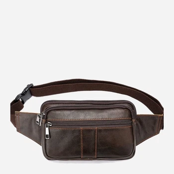 Сумка на пояс бананка мужская из натуральная кожи Vintage leather-14727 Коричневая