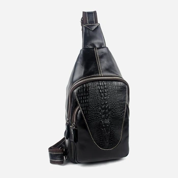 Сумка слинг через плечо мужская из натуральная кожи Vintage leather-14760 Черная