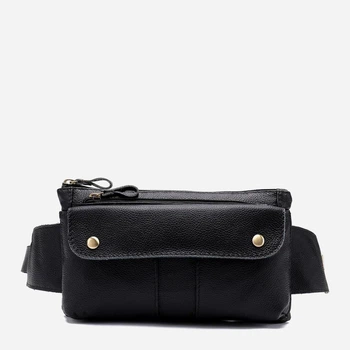 Сумка на пояс бананка из натуральная кожи Vintage leather-14809 Черная