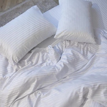 Постільна білизна KoTetextile з страйп-сатину євро МАКСІ 220-240 см 50-70 2шт з резинкою білий