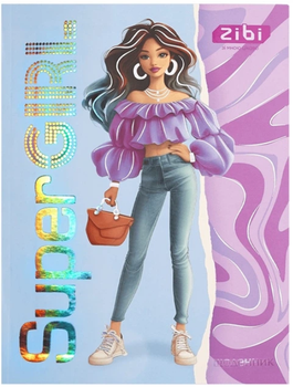Щоденник шкільний SUPER GIRL, А5, 40 арк, м'яка обкл., скоба, глянц.ламін., SMART Line