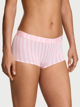 Трусики шорты женские хлопковые Victoria's Secret 27258025 2XL Розовый/Белый (3595688165266)