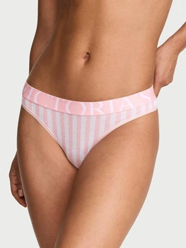 Трусики танга жіночі бавовняні Victoria's Secret 27258045 XS Рожевий/Білий (3955952214)