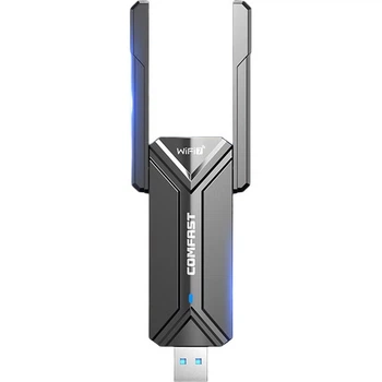 COMFAST CF-983BE, ігровий бездротовий мережевий адаптер WiFi 7 Gigabit з штекером та USB, тридіапазонна бездротова мережева карта 5G зі швидкістю 6500 Мбіт/с, для настільних та портативних комп'ютерів, приймач WiFi