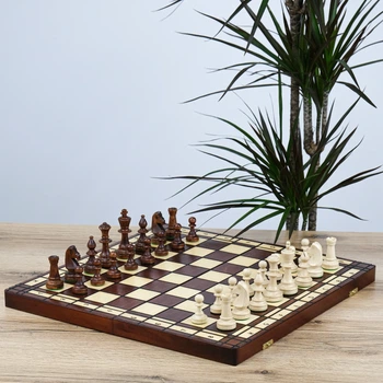Шахи та шашки 2в1 великі різьблені 490*490 мм Гранд Презент СН 165