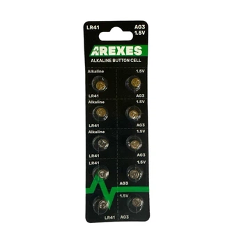 Батарейка алкалінова AREXES AG3 LR41 1,5 В, 10 шт у блістері