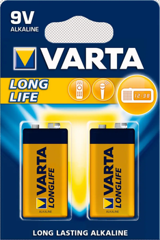 Батарейка крона VARTA (6LR61) Extra LongLife (жовта) 2шт на блістері